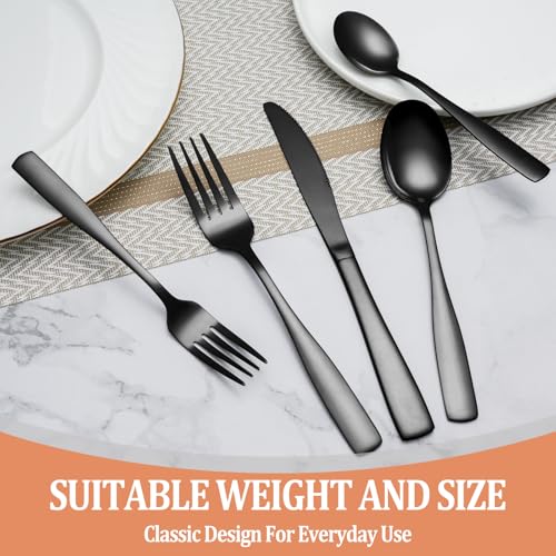 20-Pcs-Black-Silverware-Set-Food-Grade-Stainless-Steel-Flatware-Set-for-4-Square-Cutlery-Set-Mirror-Polished-Tableware-Eating-Utensils-Set-for-Kitchen-Include-Knife-Fork-Spoon-SetDishwasher-Safe 20 Pcs Black Silverware Set Food Grade Stainless Steel Flatware Set for 4 Square Cutlery Set Mirror Polished Tableware Eating Utensils Set for Kitchen Include Knife Fork Spoon SetDishwasher Safe