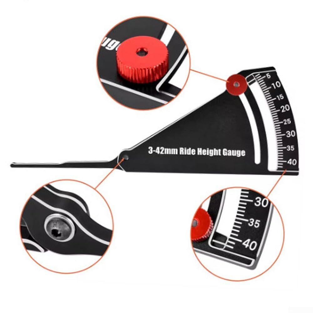 Oniissy Misuratore di altezza in alluminio RC auto altezza cerchio Camber 3-42MM regolabile righello, regolazione altezza e cerchioni Camber Multi angolo strumento di misurazione