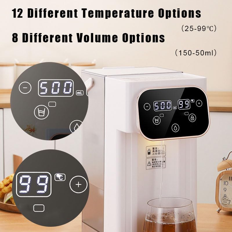 3L Instant Hot Water Dispenser, 2000W Rapid Got z 12 ustawieniami tempa, Filtrowane napoje do herbaty i kawy, Przenośna czajnik biurowa z blokadą bezpieczeństwa dziecka