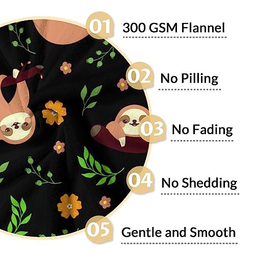Mercuryelf Sloth Throw Blanket - Soft, Fuzzy & Warm - 60x80 Inches Flannel Blankets for Bed, Couch - Black Cute Throws Gift for Women, Men