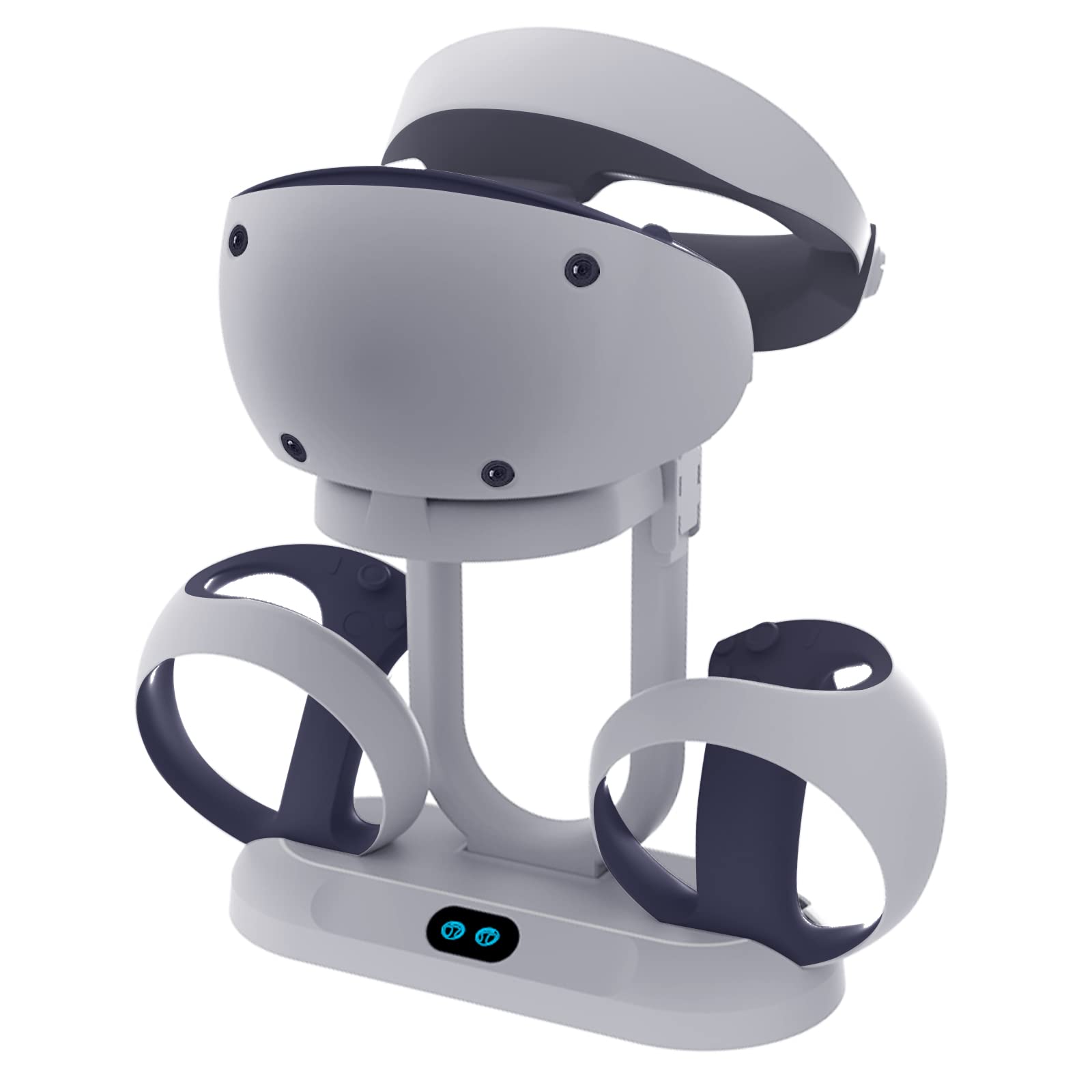 Photo 1 of PSVR 2 Charging Station Stand Accessories, PSVR2 Handle Controller Charger Dock and Display Stand with LED Light, Playstation VR2 Showcase Premium Stand (White)