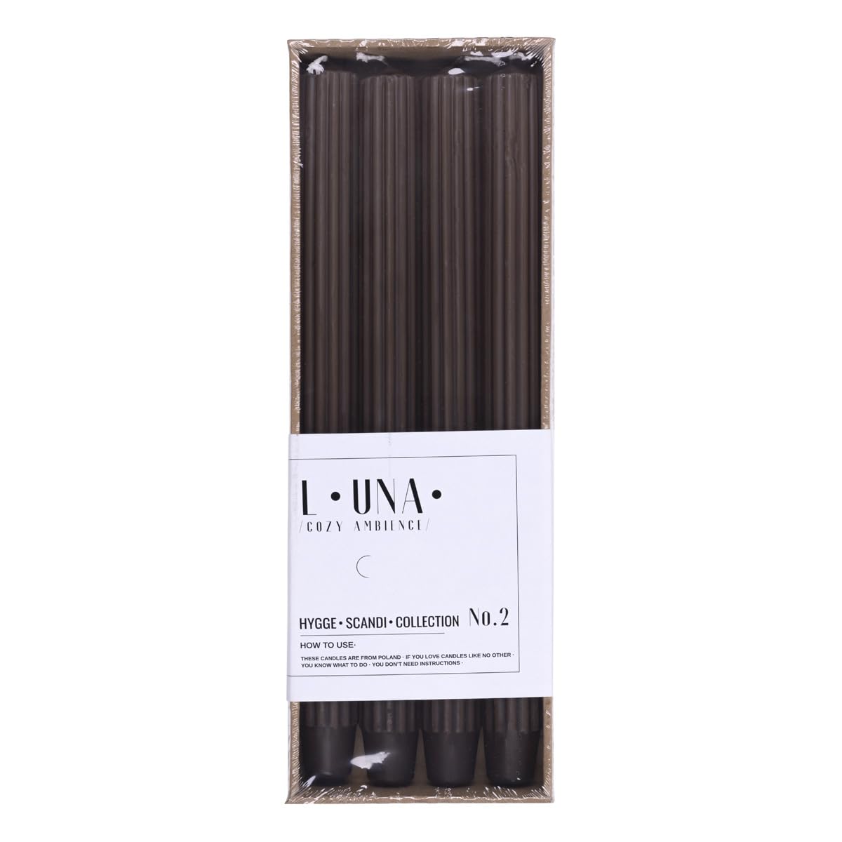 DONAU HOME Juego de velas largas acanaladas/marrón/4 unidades/30 x 2,25 cm de diámetro, sin perfumar/acanaladas/velas de mesa para decoración en el salón, cuarto de baño, 10 horas de combustión/velas