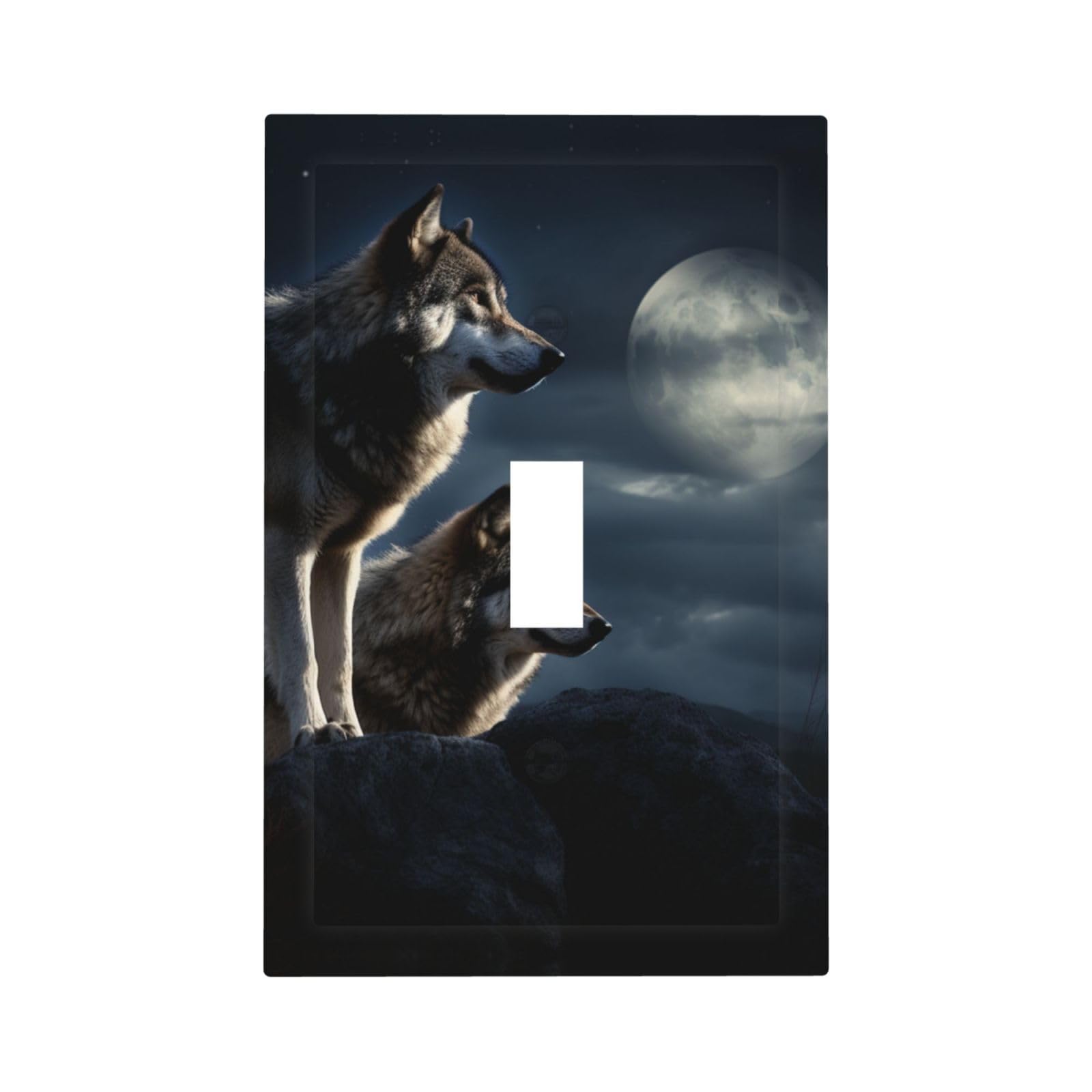 1-Gang Decorator Wall Plate wolves in the moonlight Light Switch Cover Single Gang Receptacle Outlet Wall Plate Mid Size 5" x 3" Wallplate Unbreakable Polycarbonate Outlet Faceplates Covers