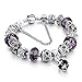 Long Way Blue Beads Carved Bracelet Sliver Plated Snake Chain Charm Strand Bracelet For Women&Men