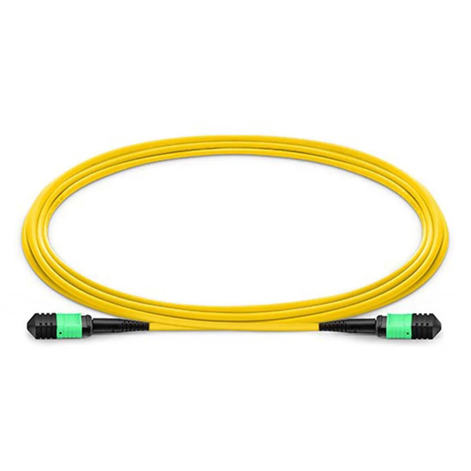 Conector hembra estándar MTP de 12 fibras a conjunto de cable personalizado de 9/125 µm, microdistribución OS2 monomodo, clasificación plenum amarilla(5m)