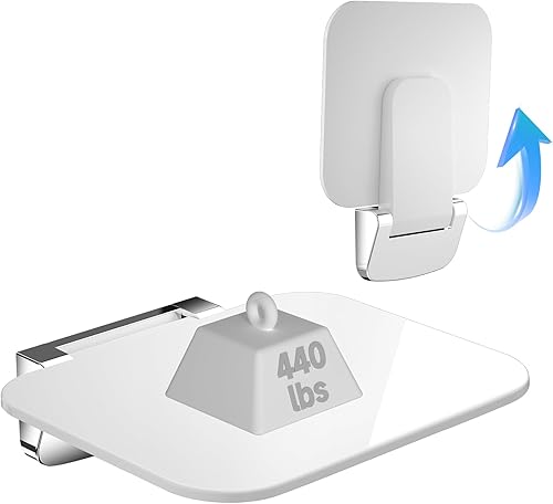 Nuevo asiento de ducha plegable 2023 montado en la pared (440 libras Plus), banco de ducha plegable de 15 x 12.2 pulgadas de ancho, asiento de ducha