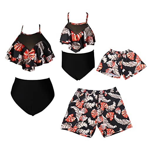 Matching Swimsuits for Family Floral Print Summer Beach Swimwear Set E Floral Print Boys 2-3 Years