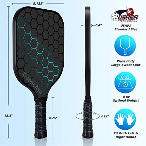 Joncaye FG-HEX-4PK Pickleball Paddles Set Of 4 Fiberglass Rackets And Balls thumb #4