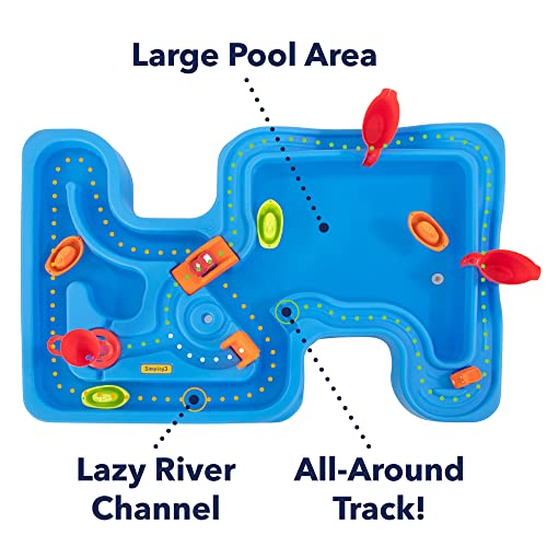 Image of Simplay3 Big River and Roads Water Play Table, Outdoor Activity Table with Track Toys for Toddlers and Kids, 9 Accessories Included, Made in USA
