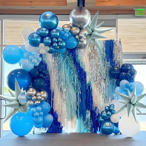 Image of 4pcs 32 inch Laser Balloons Blue Disco Balloons for Disco Birthday Party Decorations Bachelor Party Beach Summer Party Shiny Dance Party Decor Baby Shower Wedding Decor Supplies