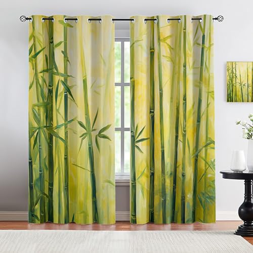 YXQAIED Bamboo Forest Blackout Curtains 84 inch Long 2 Panels,