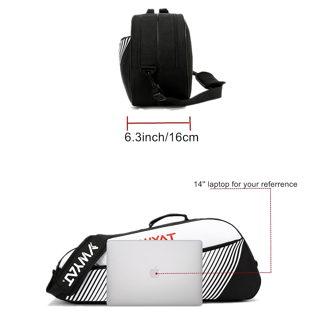 Borsa da Badminton Tennis,Borsa per Racchetta da Tennis,Borsa da Badminton per 3 Racchette da Badminton,Tela,Impermeabile,Tracolla Regolabile e Staccabile