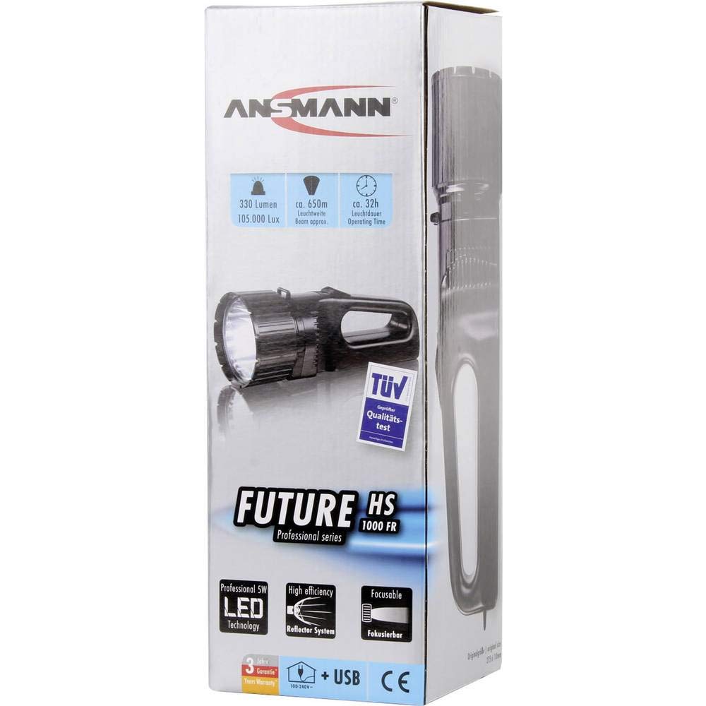 ANSMANN lampada da lavoro LED Future HS1000FR con 5 W e 330 lumen incl. batteria integrata agli ioni di litio e stazione di ricarica - Lampada portatile a LED ideale come lampada da officina