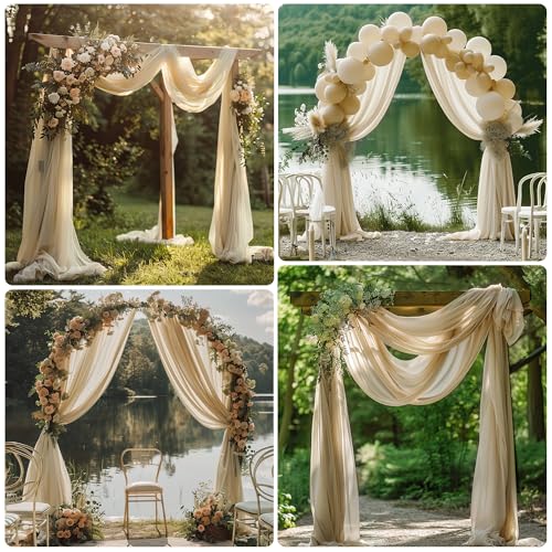 Tela para Arco de Boda 2 Paneles 28.7" x 20FT Champagne miniatura 6