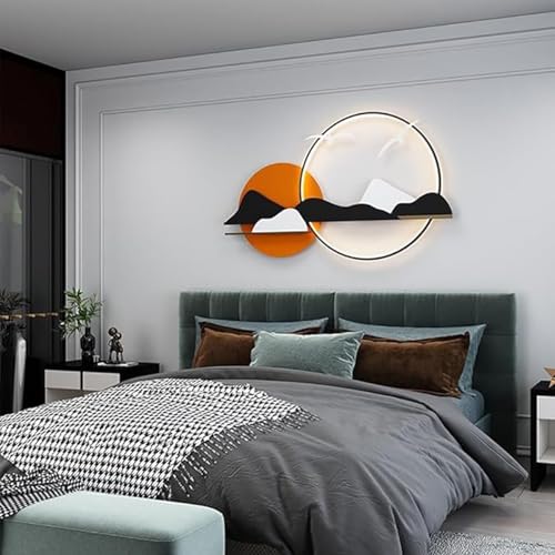 XIAOLZSL Round Led Wall Sconce Creative Art Wall,Modern Picture Wall Light Unique Wall Sconce Chinese Creative Landscape Mural Sconce Lamp for Home Living Room Study Bedroom Decor