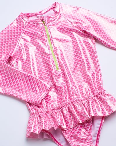 Real Love Girls' Bathing Suit - Quarter Zip Long Sleeve One Piece Rashguard Swimsuit - Cute Bathing Suit for Girls (4-12)3