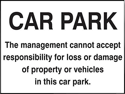 Letrero, aviso de responsabilidad de Car Park, RP, señales de protección personal, seguridad del sitio, paquete de 1 pieza - 17592Q