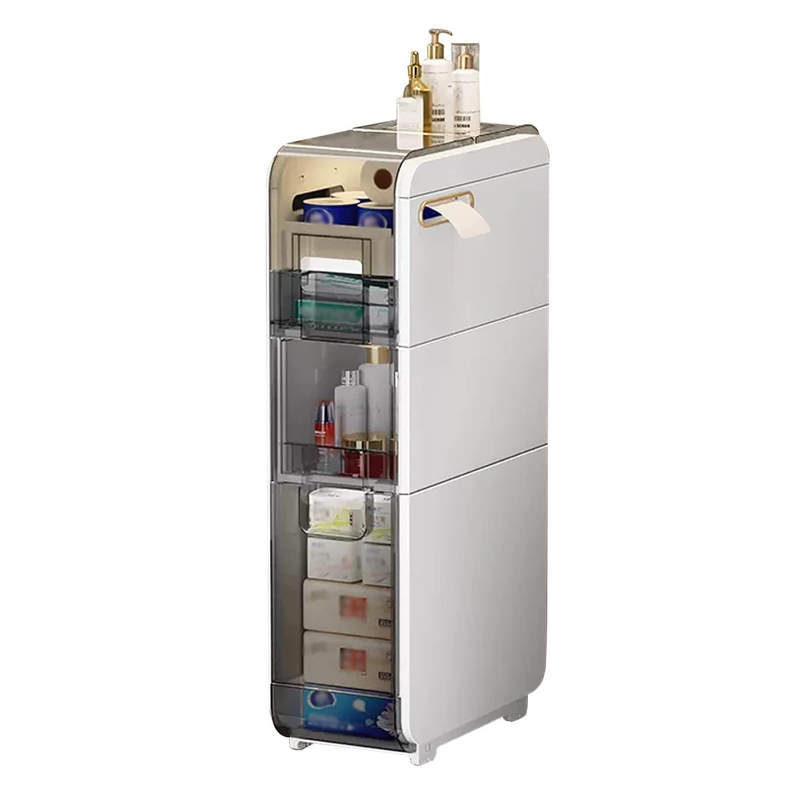 Gabinete Alto De Almacenamiento For Baño con Cajones Y Ruedas