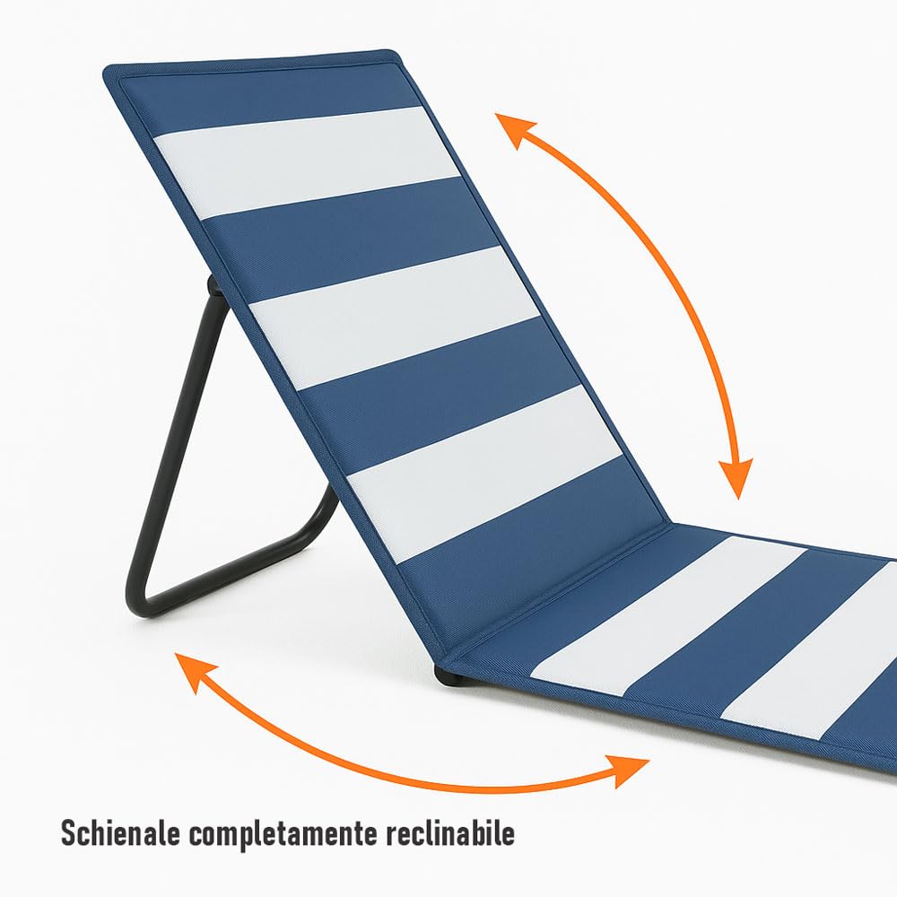 SACAR Matelas rembourré avec dossier inclinable pliable - Lit de soleil compact avec bandoulière - Idéal pour la plage, le camping, le lac et le jardin