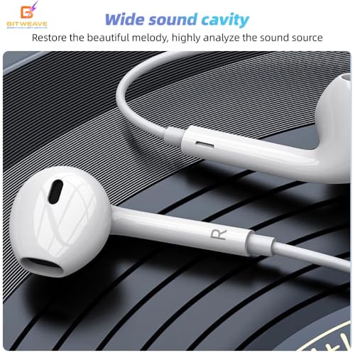 Image of Wired Earphones with Mic for iPhone 14 /13 /12 /11 /X /XS /XR /8 /7 | Stereo Sound Earbuds with Volume Control | Lightng Connector | Compatible with iOS Devices