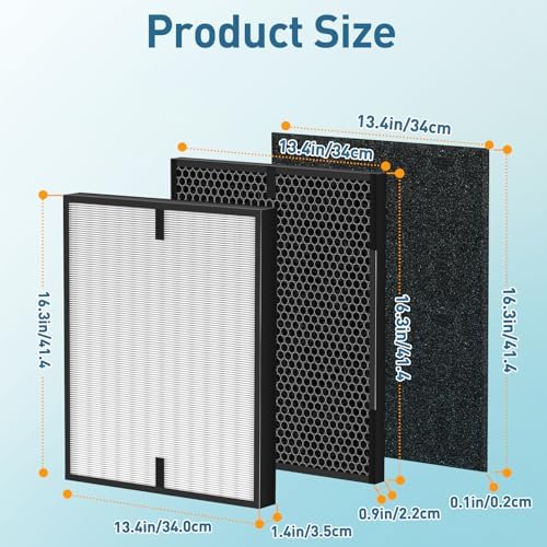 12 Pack 3000 Air Replacement Filter, Compatible with Air Doctor 3000, 3000M, 3000Pro Air Puri-fier, 2 Post-Filters + 2 Activated Carbon Filters + 8 Pre-Filters - 3