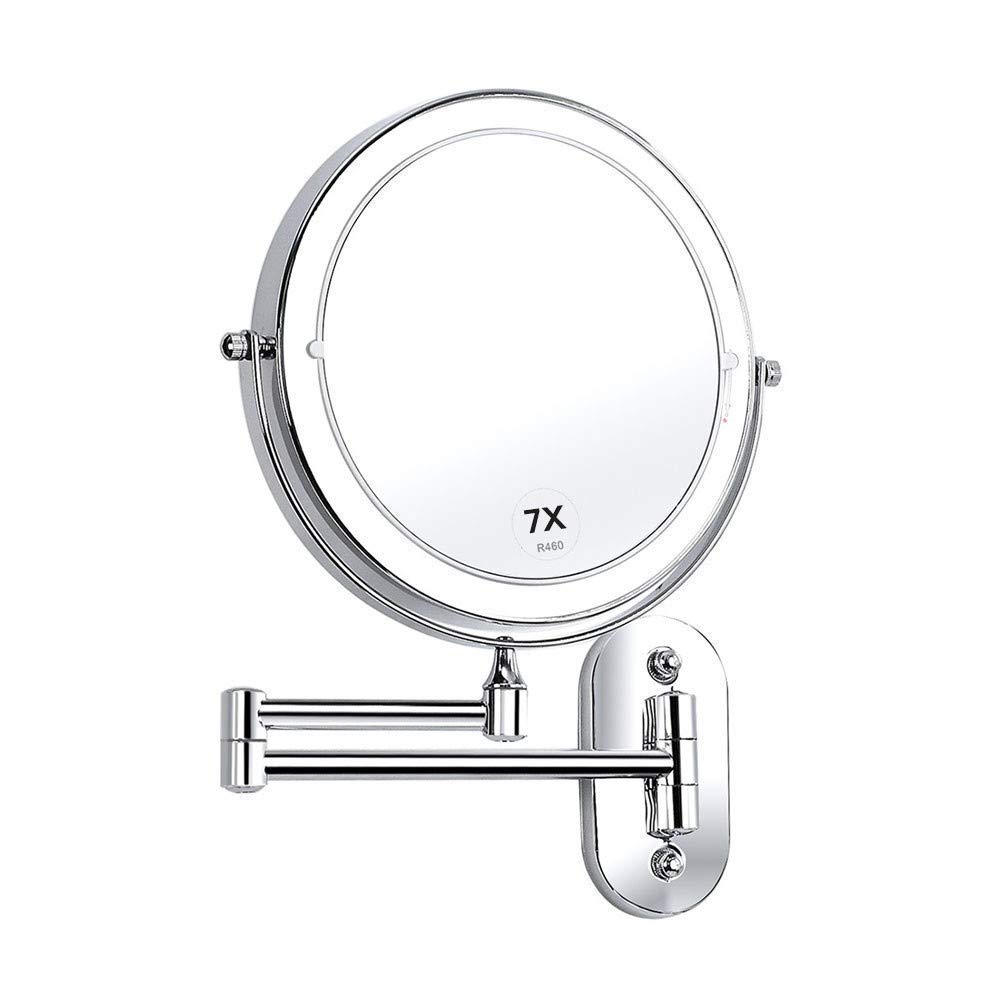 Miroir maquillage éclairé LED mural miroir courtoisie extensible 7x