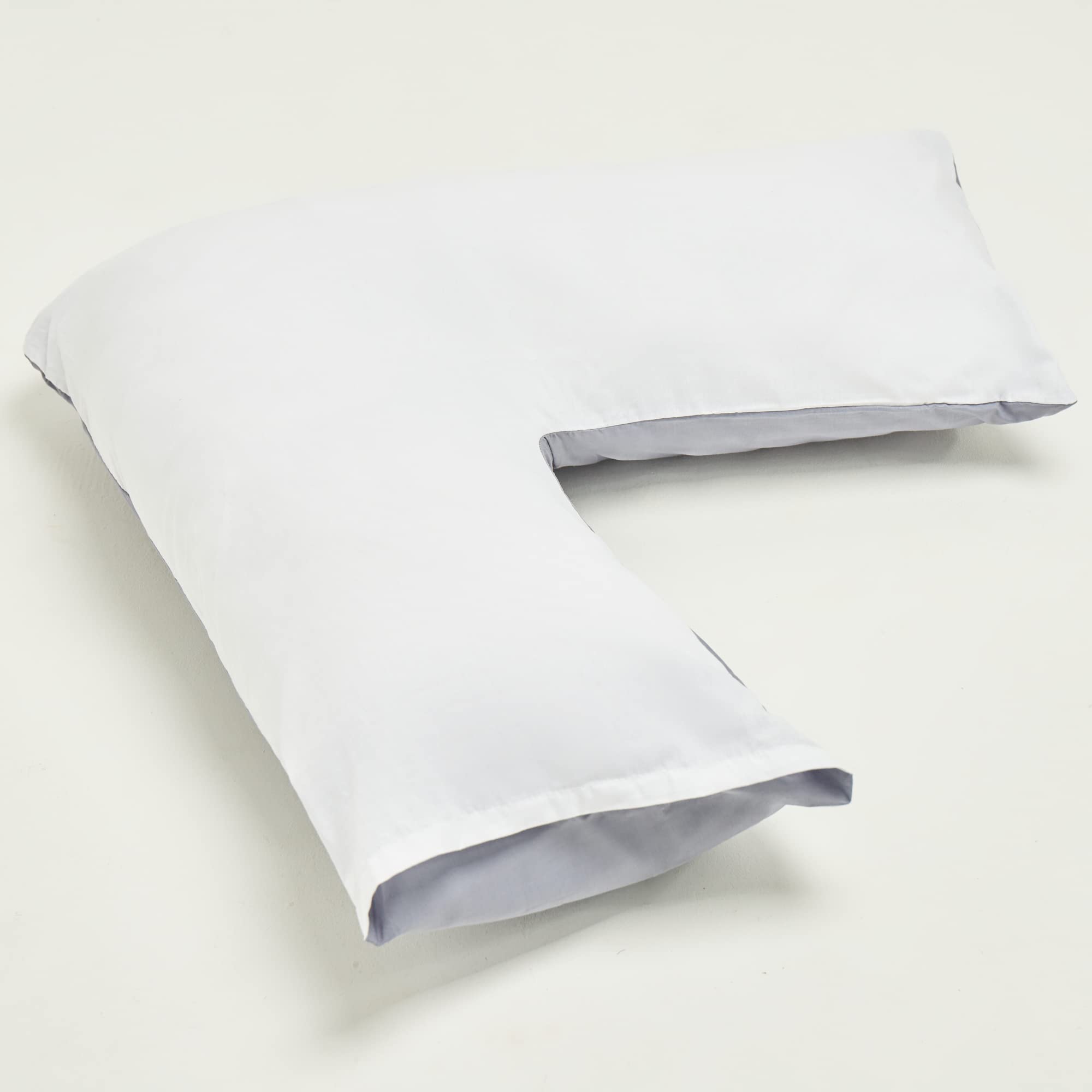 Nightzone White/Grey Hollowfibre Back & Neck Support V Shaped Orthopedic Pillow With Pillow Case New (, 2 Tone Cover Complete With Pillow)