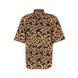 Versace Jeans Couture Herrenhemd, kurzärmelig, Barockmuster, Schwarz/Gold