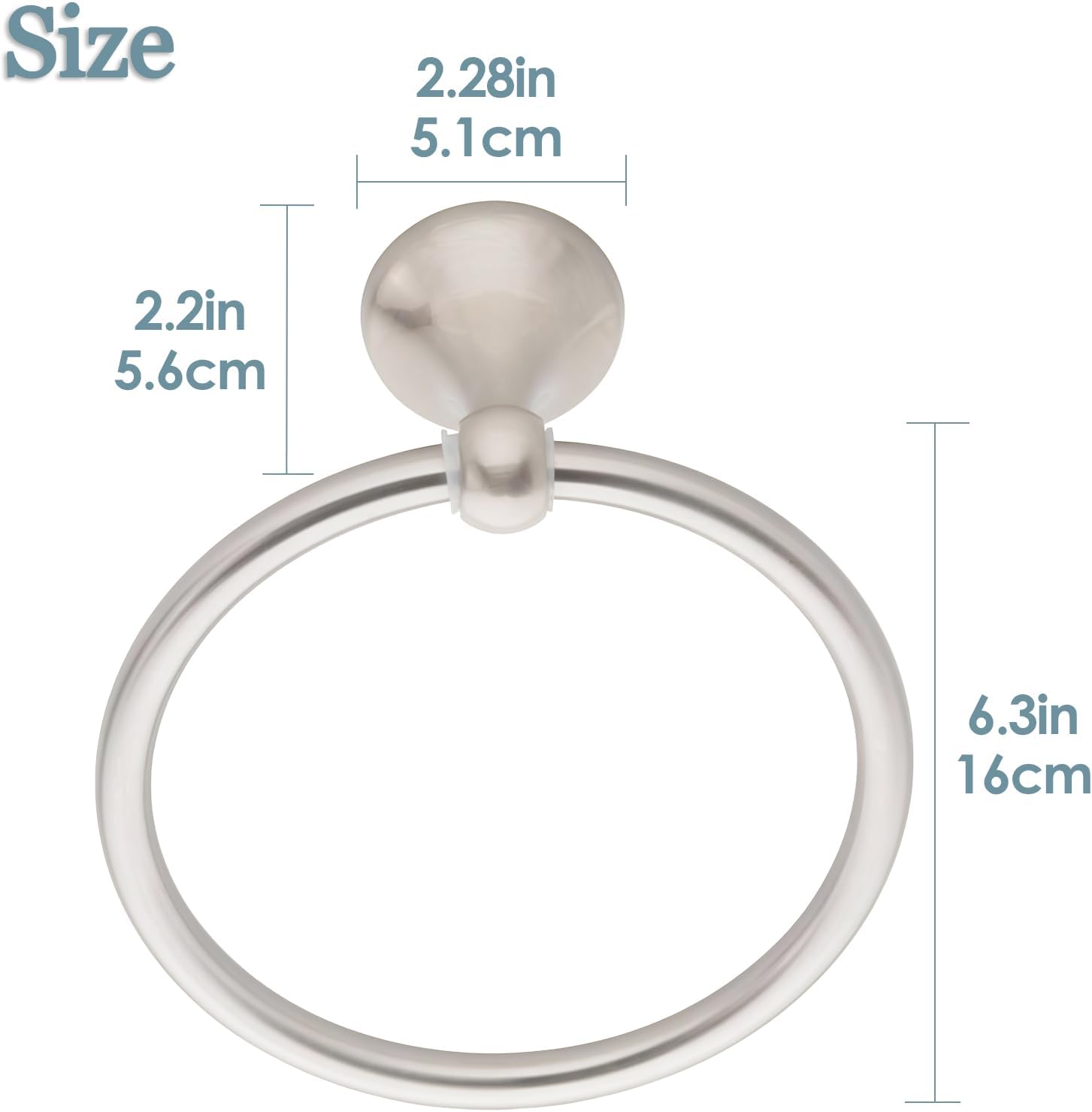 Towel Ring, 6.3-inch Diameter –Satin Nickel Wall Mounted Hand Towel Holder, Durable Zinc Alloy Construction, Rust-Resistant, Modern Design for Bathroom and Kitchen