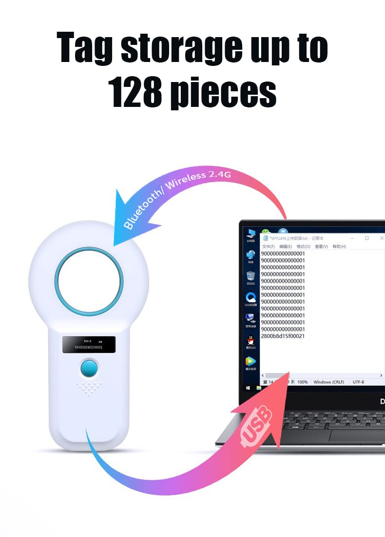 Pet Microchip Scanner, 2.4G Portable Wireless Connection, USB Charging, Animal Tag Scanner - Image 4