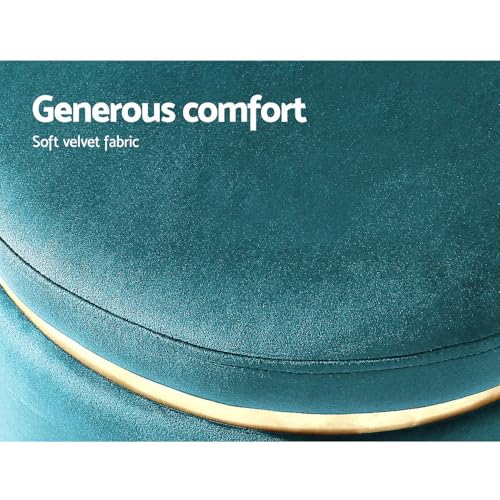 Image of Paamwood Velvet Sitting Stool - Luxurious Ottoman Footrest for Bedroom & Living Room, Wooden Sofa Side Stool, Makeup Chair, Pouf for Home & Office Decoration (Sea Blue Pack of 6)