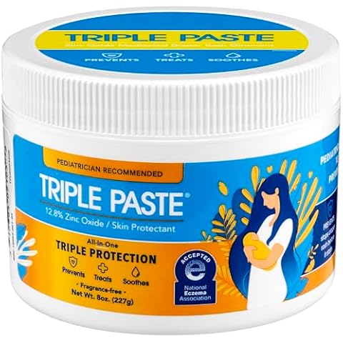 Triple Paste Diaper Rash Cream for Baby - 8 Oz Tub - Zinc Oxide Ointment Treats, Soothes and Prevents Diaper Rash - Pediatrician-Recommended Hypoallergenic Formula with Soothing Botanicals Cover