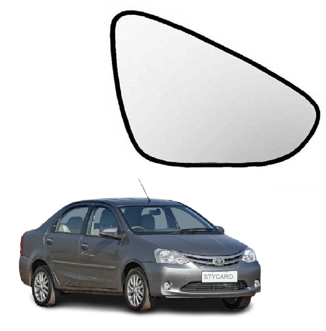 STYCARO-orvm Side View Mirror Glass compatible with Toyota Etios/Etios Liva 2014-2019 Model Type 2 (RIGHT DRIVER SIDE)-image-37