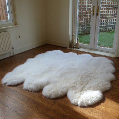 Grand tapis Octo en peau de mouton naturel - 190 x 190 cm