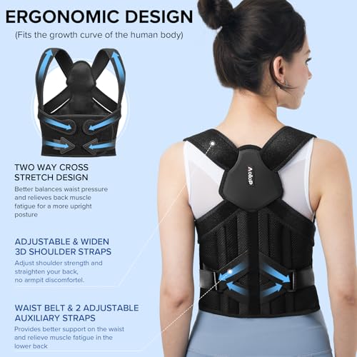 Bodywellness Posture Corrector For Men & Women – Adjustable Back Brace For Neck, Shoulder & Upper Back Pain Relief | Unisex Posture Support