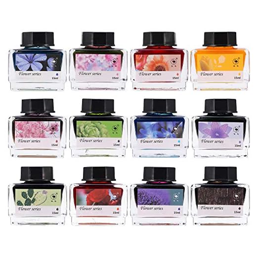 SVBAQUUY Calligraphy Ink,12 Colors Dip Calligraphy Pen Inks Set for Art,Writing,Signatures,Calligraphy, Decoration,Gift (15ml)