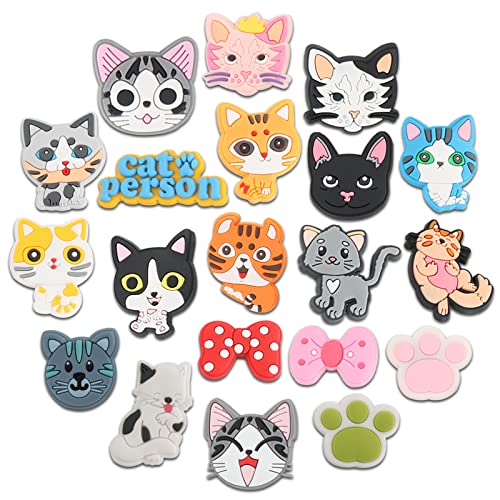 mortd Cats Shoe Decoration Charms 20 PCS Cute Animal Cat Pet Shoe Charms Pack Fit for Shoe Wristband Sandals PVC Shoe Charm Accessories for Party Favors Birthday Holiday Gifts
