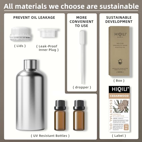 Image of HIQILI 16 Fl Oz Cedarwood Essential Oil, Pure Natural Cedarwood Oil for Diffuser, Aromatherapy - 500ML