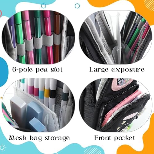 Image of Cute Panda Pencil Pouch for Kids Girls Boys Large Capacity 3 Compartment Pencil Case, Kawaii Stationery Organizer with Zipper, Pen Holder Slots, School Supplies Storage Bag
