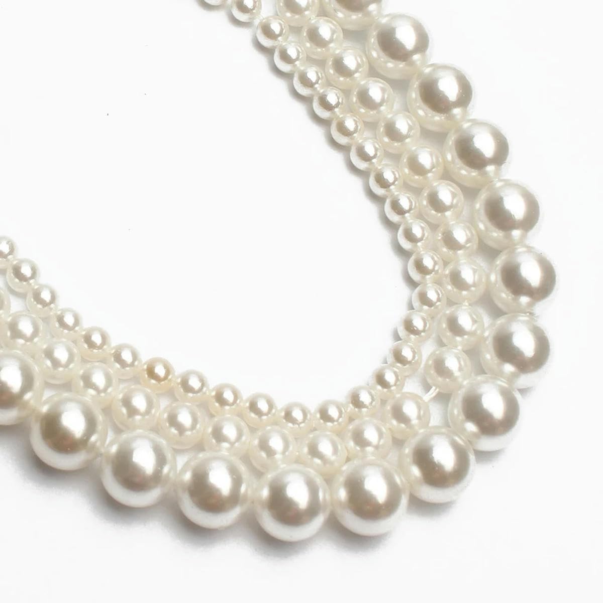 Natural White Faceted Shell Pearl Beads - 6mm, 8mm, 10mm, 12mm Round Gemstones 11 thumbnail image