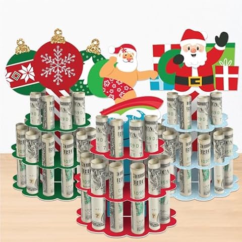 Big Dot of Happiness Assorted Merry Christmas - DIY Holiday Money Holder Gift - Cash Cake - Set of 3 Cover