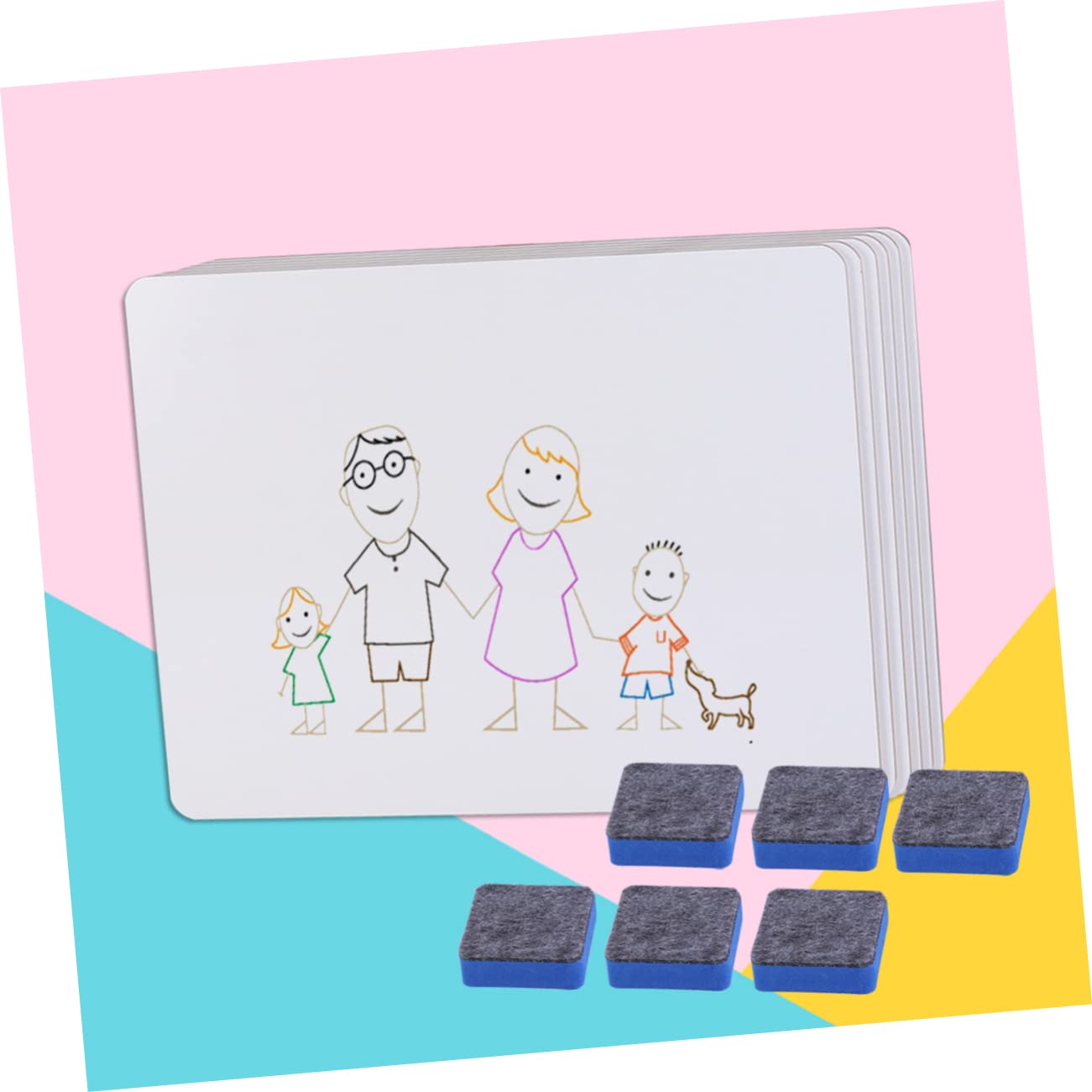 Mini Tableau Blanc Portable Effaçable 6 Pièces pour Bureau