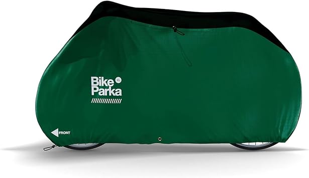 BikeParka XL/MTB Bike Cover - Heavy-Duty, Waterproof Protection for Mountain Bikes with Wide Handlebars or Child Seats - Durable, Indoor/Outdoor Use, Stuff Sac Included Forest Green