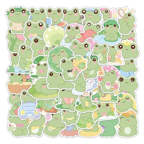 50 Frog Stickers Pack Waterproof Vinyl Frog Decals for Water Bottles Laptops Journals Scrapbooks Phone Cases and Notebooks