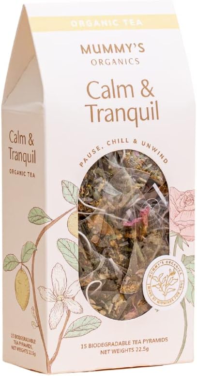 Calm & Tranquil - Organic Herbal Tea | 15 Biodegradable (Non-GMO) Teabags | Rose, Chamomile & Lemon Balm Blend