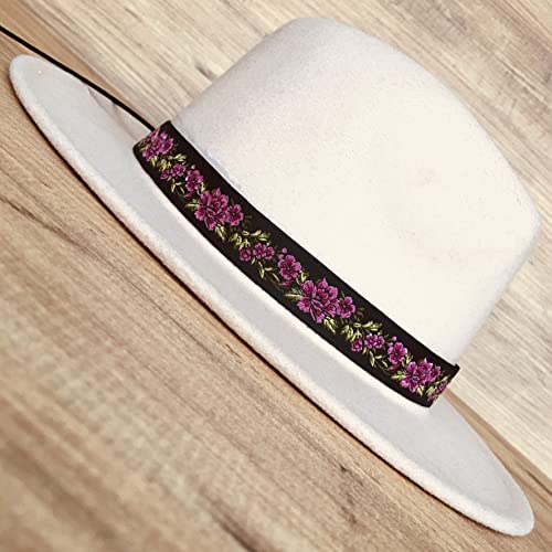 Pink Flower Hat Band, Fedora Hatband Color, Black, Pink, Green, Women Hat Jewelry, Cowboy Hatband, Cowgirl Hat Accessories, Handmade Western Hat Belt #TOP4
