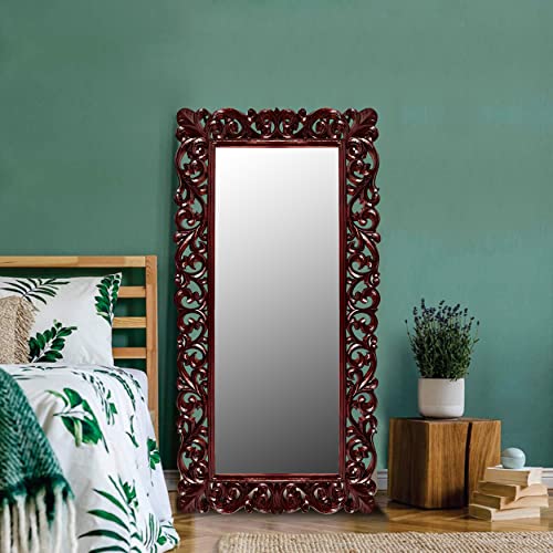 A.M INTERNATIONAL Wooden Carved Mirror Frame | Wall Hanging | Wooden Jharokha | Solid Wood | Horizontal, Vertical, Framed, Rectangular Without Mirror (S3)