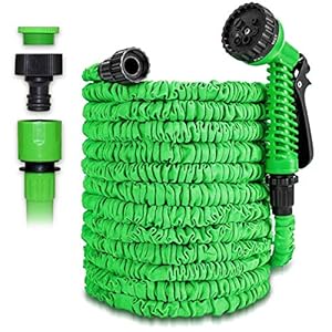 Gartenschlauch Flexibel Wasserschlauch 7, 5m 25ft 15m 50ft 22, 5m 75ft 30m 100ft 37, 5m 125ft 45m 150ft 60m 200ft 75m 250ft Dehnbarer Schlauch Flexibel Bewässerung, Farbe:Grün, Größe:45m - 150ft