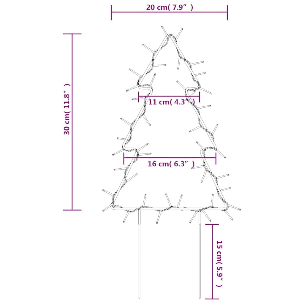 Weihnachtsbäume mit Erdspießen 3 Stk 50 LEDs 30 cm Eisen warmweiß USB Weihnachtsbeleuchtung für Garten Balkon Terrasse Innen Außen festliche Adventsdeko mit 8 Lichteffekten und IP44 Schutz