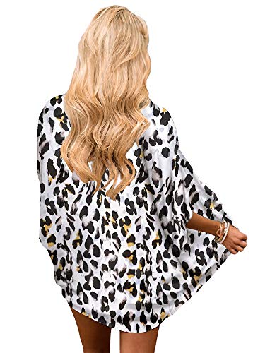 Image of Hibluco Women's Floral Kimono Cardigan Casual Chiffon Tops Loose Beach Cover Ups